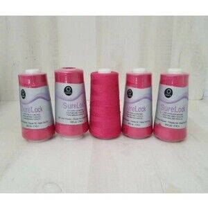 Lot of 5  COATS 6110-9215 FUCHSIA -THREAD SURELOCK TALN 4 new 1 Used see pics